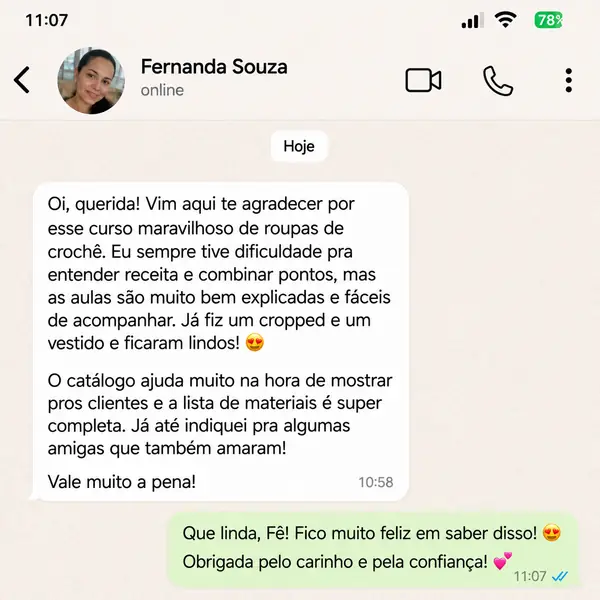 Comentário de aluna